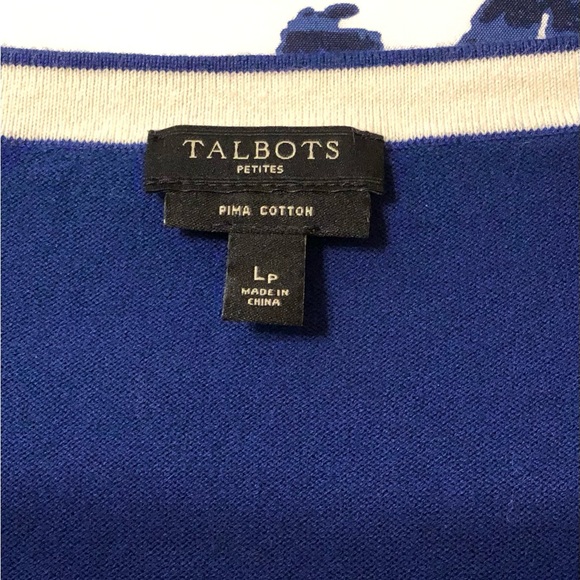 Talbots, LP, cute three-quarter sleeve cardigan in blue. - Picture 8 of 8